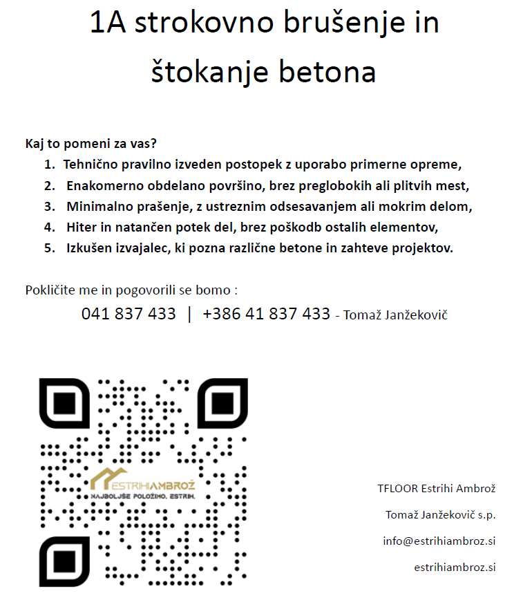 A strokovno brušenje in štokanje betona kaj to pomeni za vas