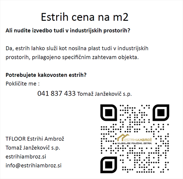 Estrih cena na m2