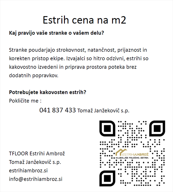 Estrih cena na m2