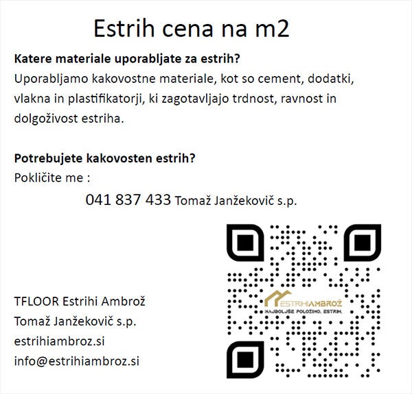Estrih cena na m2