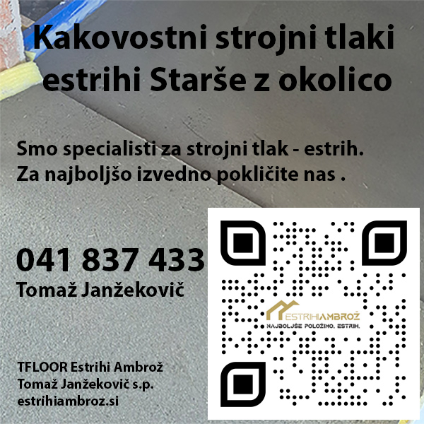 Kakovostni strojni tlaki estrihi Starše z okolico