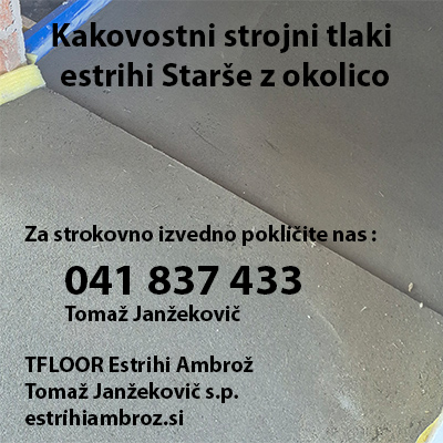 Kakovostni strojni tlaki estrihi Starše z okolico