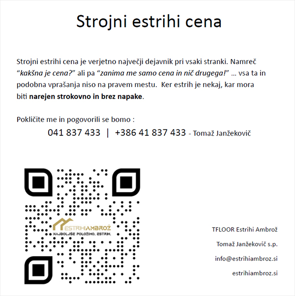 Strojni estrihi cena