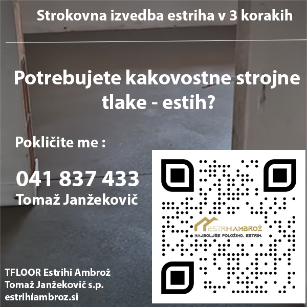Strokovna izvedba strojnega estriha v 3 korakih, Tfloor Estrihi Ambrož